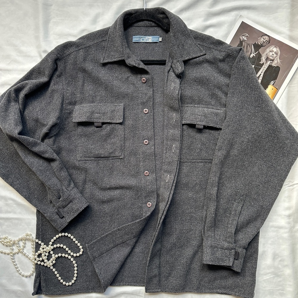 Gray Herringbone Jacket - Shirt